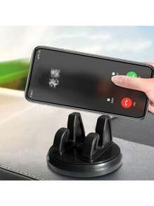 1 件黑色多功能圆盘式汽车仪表盘手机支架，吸盘车载支架，汽车仪表支架，通用导航支架，360° 可旋转车载手机夹式导航支架