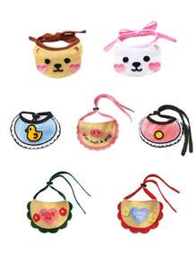 Knitted Cartoon Embroidered Bib For Pet Dogs And Cats, Cute And 3d Design
