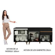 Madesa Kit De 2 Balcones De Cocina con Encimera Reims Negro - Negro - Ver 5