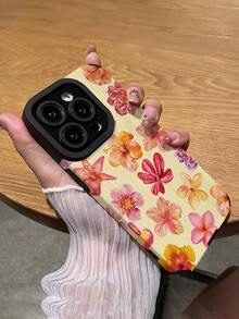 1pc New Floral Pattern Soft Silicone Phone Case, Scratch-Resistant Compatible With Apple And 15/15PLUS/15PRO/15PROMAX Waterproof Shockproof Anti-Fall - Multicolor - View 6