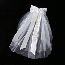 婚礼新娘头纱，“准新娘”头纱，单身派对蝴蝶结头纱，情人节配饰