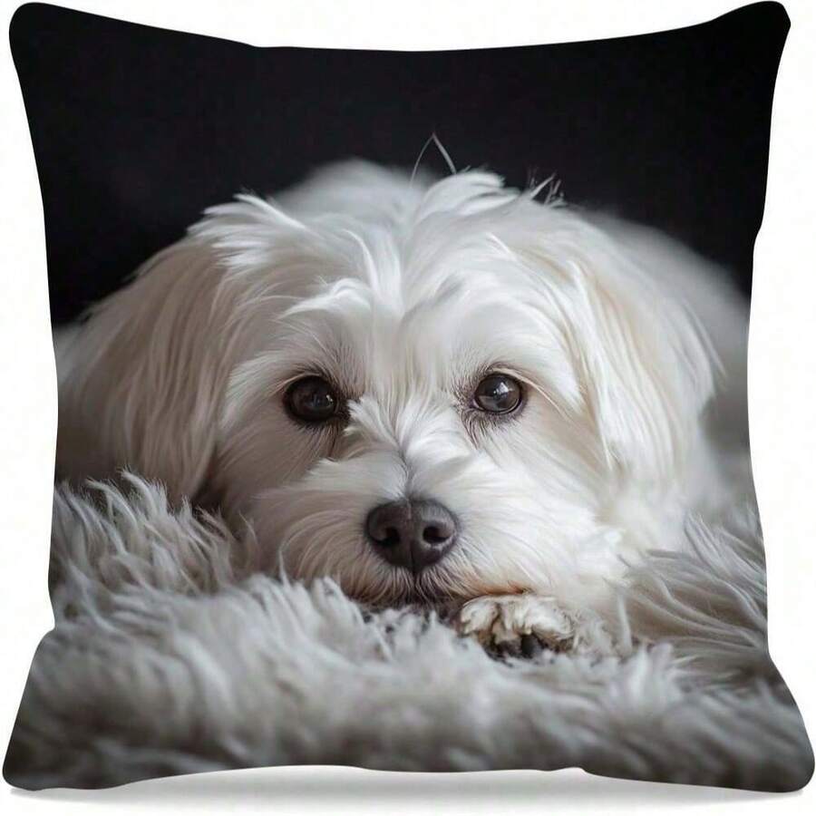 1 件现代马耳他犬印花枕套，45.72x45.72 厘米，双面，可机洗，拉链式涤纶抱枕套，适用于沙发和长沙发，农舍装饰，沙发枕套 - 彩色 - 查看 1