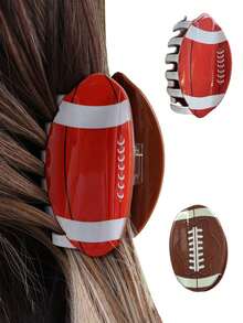 1 件橄榄球形发爪发夹马尾辫夹，适合女性日常使用发饰女式爪夹