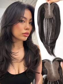 3D Bangs Invisible Seamless Head Hair Water Ripple Hair Air Bangs Head Overhead Natural Invisible Gourd Inner Net Hook And Loop Replacement Block Cover White Hair No-Card Frontal Wig Piece Thin And Lightweight Seamless Hair Parting Instant Volume Increase Fake Hair For Women