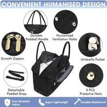 Large Women Travel Duffle Bag - Carry On Overnight Bag Weekend Travel Duffel Tote Bag Yoga Gym Bag With Wet Pocket Toiletry Weekender Overnight Bag For Travel Business Trips Sport , Personal Item Travel Bag With Shoes Compartment, Weekender Bag With Wet Pocket & USB Charging Port - 黑色 - 查看 3