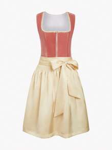 ii Women's Midi Velvet Dirndl Dress Oktoberfest Traditional Oktoberfest Outfit, Halloween