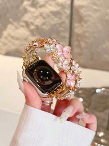 Curea Apple Watch în stil pictură în ulei floral pentru femei, potrivită pentru Apple Watch Series 10/9/8/7/6/5/4, 38 mm/40 mm/41 mm/42 mm/44 mm/45 mm/46 mm/49 mm, vintage și elegantă