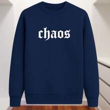 Chaos Crew Neck Sweatshirt Cold Weather Blouse Men's Flannel Coat 100% Cotton