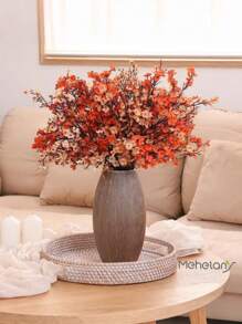 MEHELANY 10Pcs Flowers Artificial Babys Breath Orange Bean Paste Artificial Floral Fake Silk Patriotic Flowers Plum Blossom Flowers For Fall Season Day Harvest Thanksgiving Halloween Decor Home Indoor Outdoor Garden Decorations Office Wedding Floral Arrangement Table Centerpieces, Festivals Decor, Mexican Wedding Fall Party Day Of The Dead Supplies(1Pc Random Color)