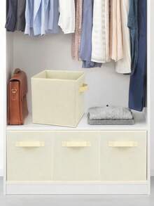 6pcs/3pcs/1pc Lidless Square Fabric Storage Box, Foldable Home Storage Bin For Clothing And Household Organization