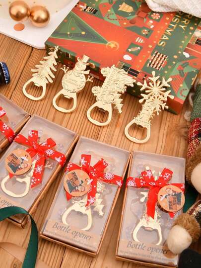 1/4pcs, Wine Opener, Christmas Bottle Opener, Christmas Gift, Snowman Christmas Tree Snowflake Shape Bottle Opener, Christmas Gift, Bar Accessories,Party,Christmas Gifts,Merry Christmas, For Outdoor, Camping Furniture Christmas Decoration Ornaments