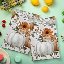 2/4/6/48 piezas Toallas de cocina/manos suaves con estampado de calabaza y floral, multiusos, paños de cocina de secado rápido, adecuados para la cocina, celebraciones, bodas, decoración y talla grande - Multicolor - Ver 12