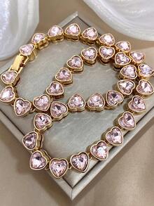 1 chiếc vòng cổ hình trái tim Zirconia sang trọng, vòng cổ đính hạt, trang sức dự tiệc hàng ngày thanh lịch dành cho phụ nữ, quà tặng cho mẹ, Giáng sinh, Lễ tạ ơn, Halloween, đám cưới, tiệc tùng, tiệc tùng/hàng ngày/bãi biển, phụ kiện quà tặng cho ngày kỷ niệm, ngày lễ tình nhân, trang sức Boho, quà tặng sinh nhật cho phù dâu - Nhiều màu - Xem 2