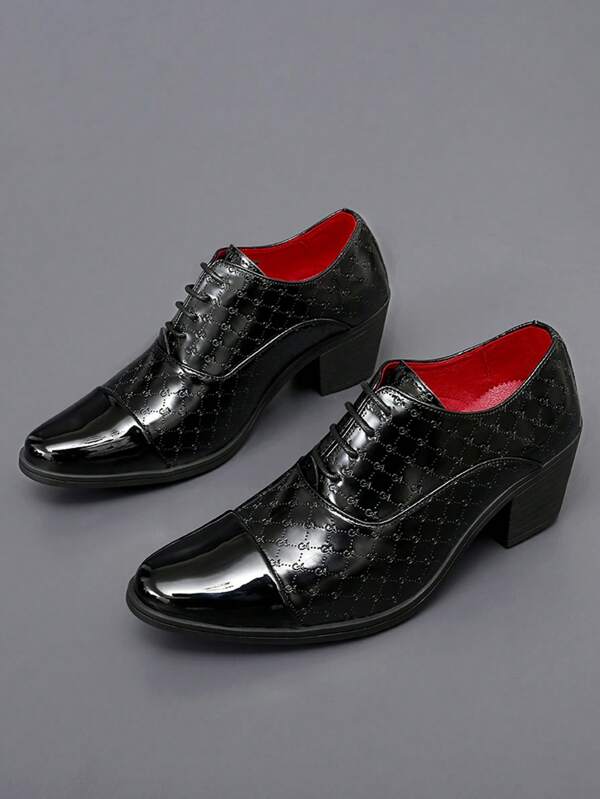 Business Outdoor Pointed Toe Shiny Fashion Chunky Heel Shoes