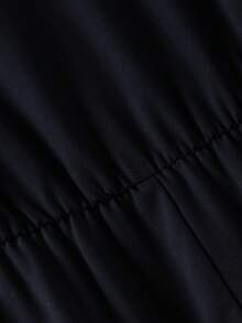 Girls' Solid Color Bow Long Sleeve Casual Dress, Spring/Autumn - Black - View 7