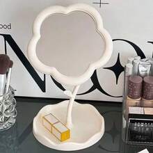 Portable Tabletop Makeup Mirror Flower 30cm In Glass - CÁ TRẮNG LỚN - Xem 4