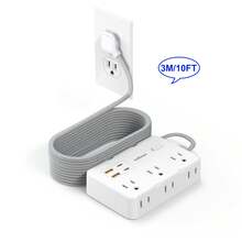 Surge Protector Power Strip - 6 Outlets 4 USB (2 USB C) Charging Ports, Multi Plug Outlet Extender, 5Ft Braided Extension Cord, Flat Plug Wall Mount Desk Charging Station For Home Office - US B Type Plug(110-127V) - View 11