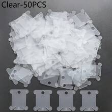 50/100/200pcs Plastic Floss Bobbins, Embroidery Floss Cards For Cross Stitch Thread Craft DIY Sewing Storage, Hard Floss Bobbins,(White,Clear) - Multicolor - View 17