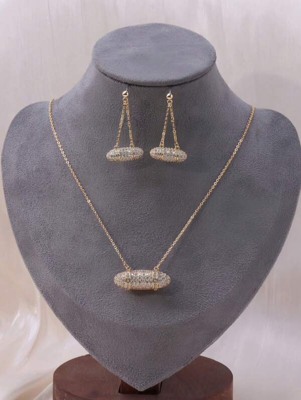 1 Set de Aretes y Collar Geométrico de Estilo Elegante Medio Oriental, Adecuado para Uso Diario, Fiestas y Reuniones