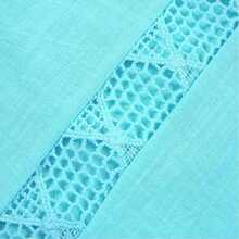 2025 Bohemian Style Women Blouses Summer Blouse Solid Color Leisure Hollow Tassels U-Neck 3/ 4 Sleeve Lace Women Shirt S-5XL