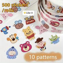 500 Stück Toy Story Aufkleber Rolle - Runde halbglänzende Aufkleber mit Woody & Buzz Lightyear, perfekt für Tagebücher, Scrapbooks, Basteleien und Mehrfachverwendung (Kunststoff, Papier, etc.)