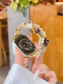 Curea Apple Watch în stil pictură în ulei floral pentru femei, potrivită pentru Apple Watch Series 10/9/8/7/6/5/4, 38 mm/40 mm/41 mm/42 mm/44 mm/45 mm/46 mm/49 mm, vintage și elegantă