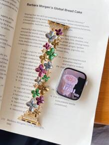 Curea Apple Watch în stil pictură în ulei floral pentru femei, potrivită pentru Apple Watch Series 10/9/8/7/6/5/4, 38 mm/40 mm/41 mm/42 mm/44 mm/45 mm/46 mm/49 mm, vintage și elegantă