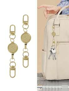 1/2pcs Retractable Carabiner Hook, Multi-Functional Retractable Lanyard, Bag Accessories, Keychain, Minimalist & Practical, Suitable For Daily Use - Multicolor - View 1