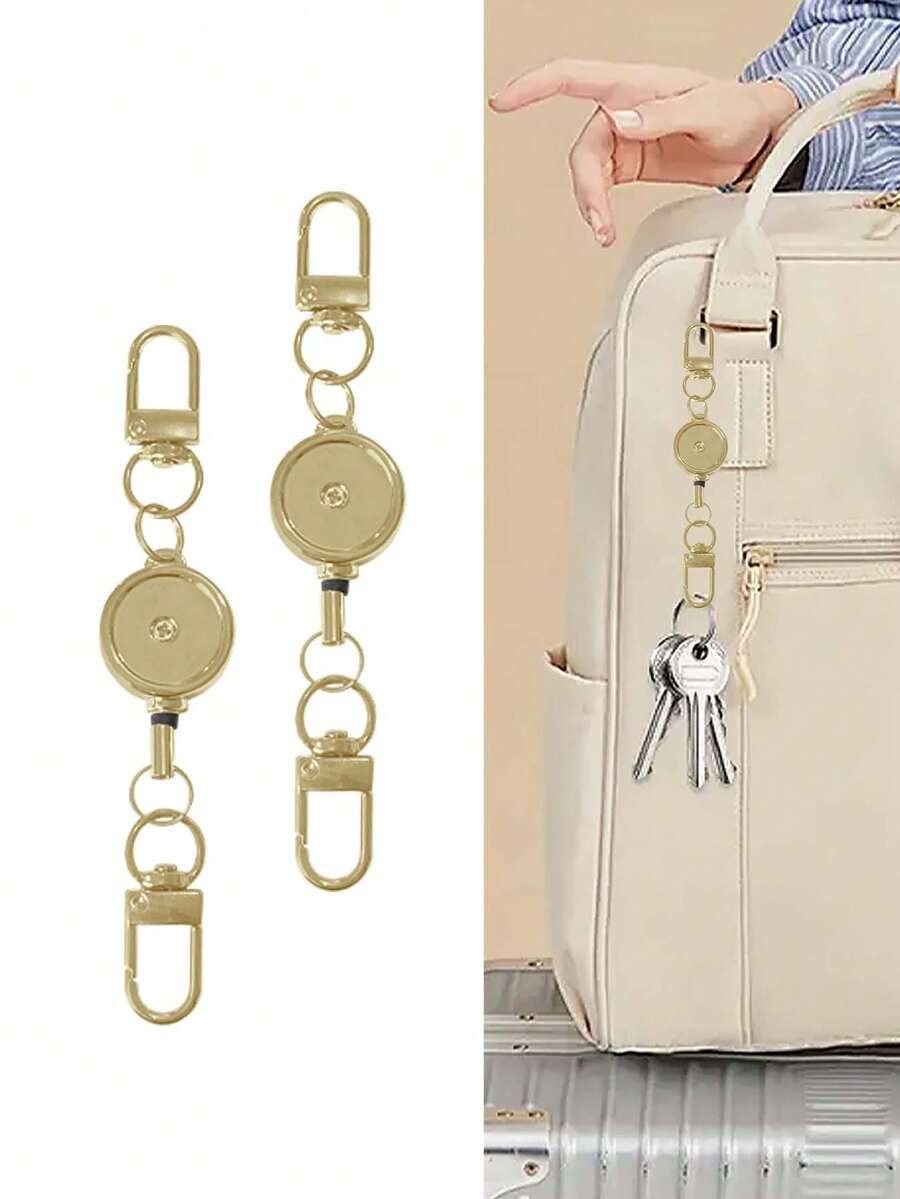 1/2pcs Retractable Carabiner Hook, Multi-Functional Retractable Lanyard, Bag Accessories, Keychain, Minimalist & Practical, Suitable For Daily Use - Multicolor - View 1