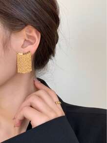 1 Pair Crescent Shaped Fringed Earrings, Minimalist & Versatile