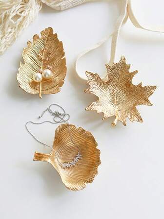 小号叶子形首饰托盘装饰金首饰托盘戒指托盘首饰收纳盒