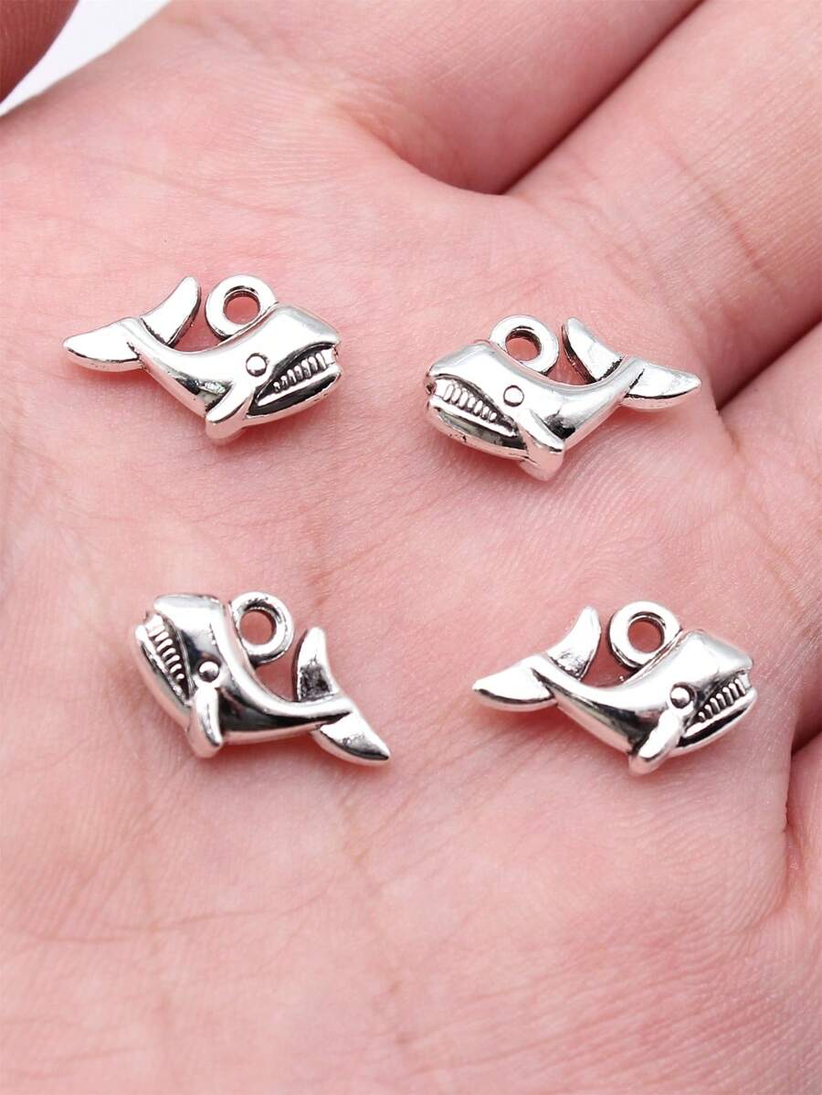 10 件 15x10 毫米（0.59x0.39 英寸）鲨鱼吊坠适用于 DIY 珠宝制作项链钥匙扣手机链手链制作配件手工工艺品制作配件