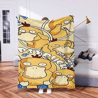pokemon 1 pieza Manta suave de Pokémon, manta de forro polar con impresión digital, edredón para aire acondicionado, manta para siesta en la oficina, manta retro de alta gama y casual, manta de vacaciones de dibujos animados - Poliéster suave y cálido | Perfecto para acampar, sofá o viajar