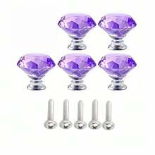 2/5/10pcs Crystal Glass Cabinet Door Knobs, Dresser Furniture Door Handles, Drawer Pulls, 30mm Diamond Shape Drawer Knobs, Suitable For Wardrobe And Cabinet, Cabinet Handles With Screws, Kitchen Drawer Pulls - Multicolor - View 24