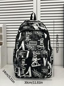 Fashionable Classic Graffiti Ladies' Backpack, Large Capacity, Foldable, Multi-Compartment, Suitable For Outdoor Activities, Short Trips, Hiking, And School.