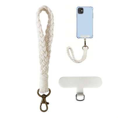 1pc Handmade Cotton Rope Phone Lanyard, Boho Style Phone Strap, Minimalist Car Key Chain