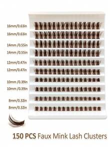 Rikuaild 150pcs D-Curl Sparse Brown Cluster False Eyelashes, Cartoon Style, Fluffy Individual False Lashes, Natural Brown Soft False Eyelashes, DIY Eyelash Extension Makeup - D - Xem 6