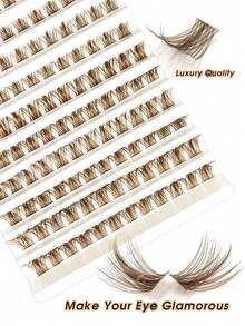 Rikuaild 120pcs D-Curl Sparse Brown Cluster False Eyelashes, Fluffy Thick Brown Lash Clusters, Individual Lash Extensions, Natural Dark Coffee Brown, Soft Single Lashes, DIY Lash Extension, Travel & Daily Makeup - D - Xem 6