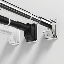 Metalowy drążek napinający do zasłony prysznicowej jest regulowany, drążek podtrzymujący szafę jest teleskopowy i ma antypoślizgową silikonową podstawę, bez konieczności wiercenia. Drążek na zasłonę i drążek do suszenia ubrań nadają się do wielu zastosowań, takich jak łazienki, kuchnie i balkony.