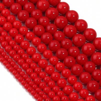 1pc Red Imitation Agate Beaded Strand, 4/6/8/10/12mm Beads