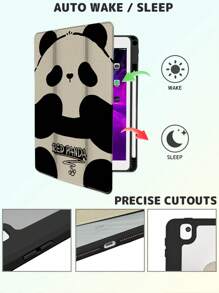 1 Piece, Cartoon Panda Rotatable IPad Protective Case, Crystal Transparent Acrylic Hard Shell, Thickened Silicone Anti-Collision, Automatic Wake-Up/Sleep, With Pen Slot, Anti-Fall Thin, Suitable For IPad 10th/9th, Pro 11 2024/Ipad 11 2025 Cheap And Practical, Hollow On The Back Can Be Seen Logo Design