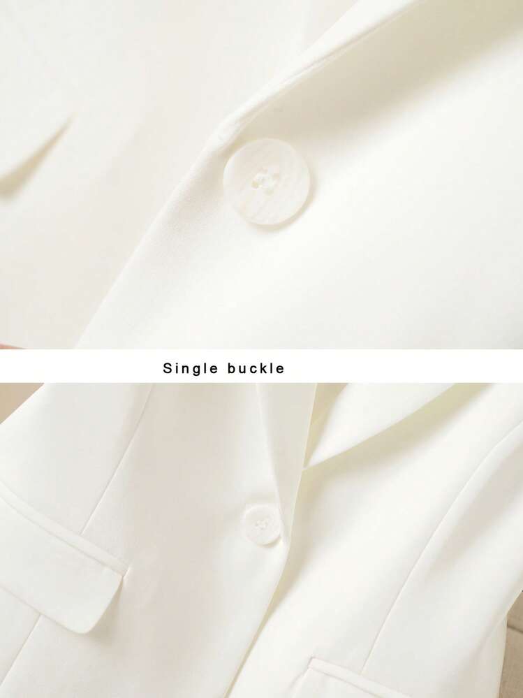 Blazer de mujer de unicolor elegante y de moda, adecuado para ocasiones casuales y profesionales - Blanco - Añade 4