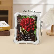 1pc European Pearl Decorative Photo Frame With Fresh And Minimalist Design, 6 Inches, 7 Inches, And 10 Inches, Made Of Gorgeous ABS Plastic Material, Suitable For Creative Decoration Of Living Rooms, Bedrooms, Offices, And Home. Photo Frame And Table (Random Inner Paper) Gifts Birthday Graduation - Silver White - View 9