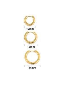3/6pcs Women's Fashion 18K Gold Plated Stainless Steel Plain Hoop Earrings Set, Simple Design, Waterproof & Fade Resistant, Suitable For Daily Wear - Earrings - View 10