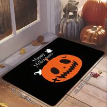 1 Stück Fußmatte mit Kürbis- und Geistermuster, schnelltrocknend, kann von Hand gewaschen, maschinell gewaschen oder chemisch gereinigt werden, saugfähiger Teppich geeignet für Heim, Schlafzimmer, Badezimmer, Küche und Esszimmer Dekoration, gut für Party, Weihnachten, Halloween, Feiertage, Innen- und Außenbereich, Hof Dekoration