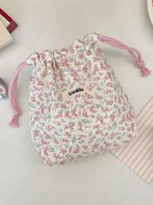 1 pezzo Borsa multifunzione con stampa floreale ditsy, borsa per fotocamera, borsa per il trucco, borsa con coulisse, borsa da viaggio, borsa per il trucco portatile, borsa per prodotti per la cura della pelle, borsa per articoli da toeletta, organizer per gioielli, organizer per rossetti, organizer per oli per le labbra, organizer per smalti, organizer per fermagli per capelli, portafoglio, elementi essenziali da viaggio, elementi essenziali per dormitorio, regali di compleanno, regali per damigelle, regali per la mamma, regali per insegnanti, regali di San Valentino