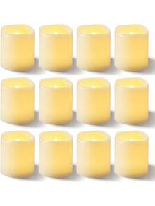 12pcs Flameless Candle Lights With Remote Control And Timer, Realistic Flickering LED Tea Lights, Battery Powered (Batteries Included), 200 Hour Runtime, Home Decor, Holiday Party, Garden, Wedding, Proposal - trắng - Xem 8