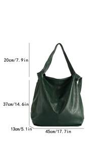 New PU Leather Women's Bag Soft Leather Large Capacity Shoulder Crossbody Bag Retro Casual Tote Bag Stylish Large Capacity Tote Bag For Women, Multi-Functional Shoulder Crossbody Bag With Detachable Strap, Perfect For Travel, Beach Vacation & Daily Use - Green - View 10