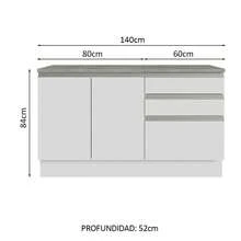 Mueble Modulo Para Baño Gabinete Lavabo Madesa 140cm Color Blanco - Blanco - Ver 3