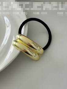 4 件/1 件波西米亚极简主义合金发带套装 - 叶子设计亮面金属发带，简约纹理弹力马尾辫夹，适合 14 岁以上女性，纯色时尚发饰礼物，发圈，发绳